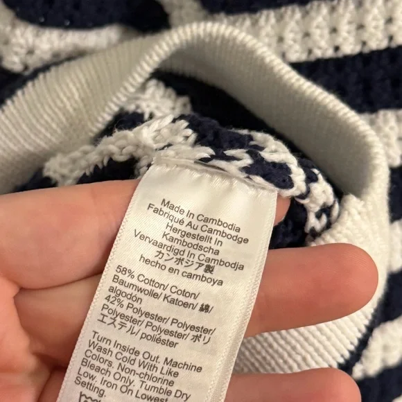 J. Crew Navy and White Striped Cardigan Women’s Large Coastal - Picture 5 of 6